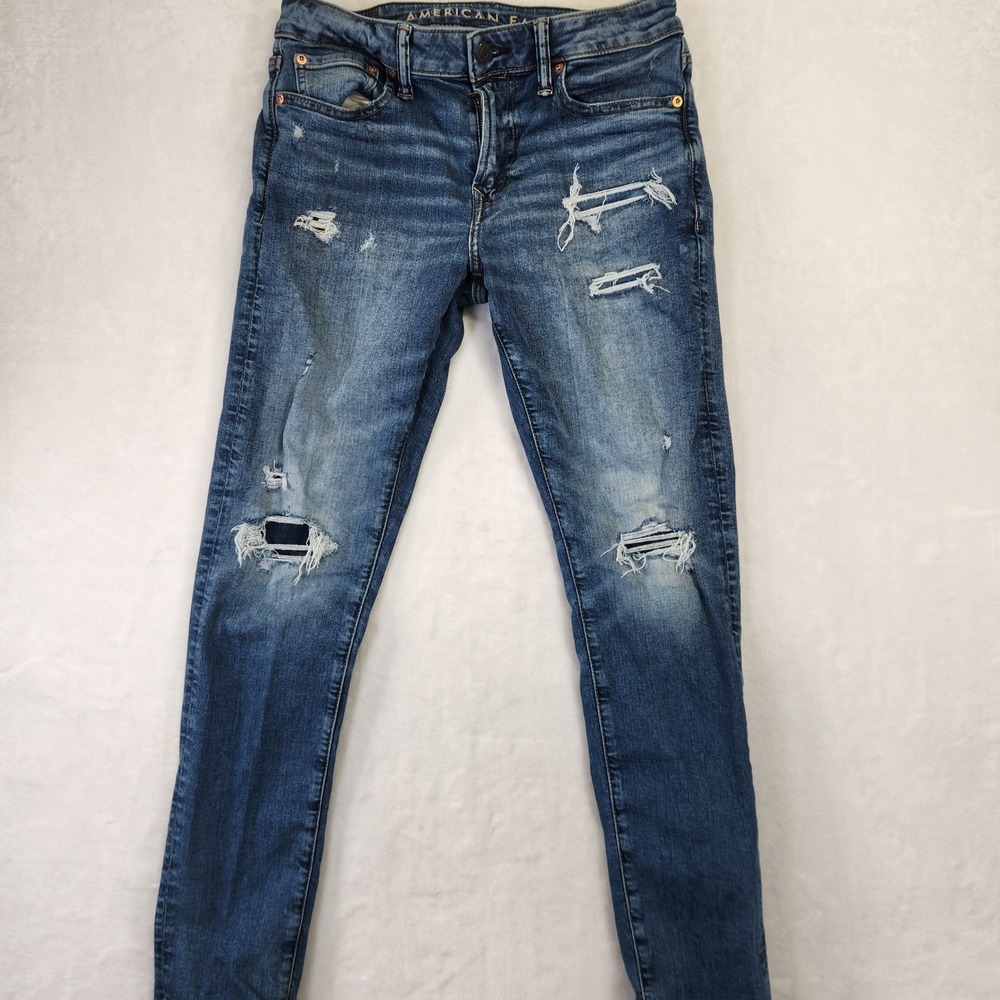 American Eagle Outfitters Mens Distressed Medium Wash Slim‎ Fit Jeans Size 30x32